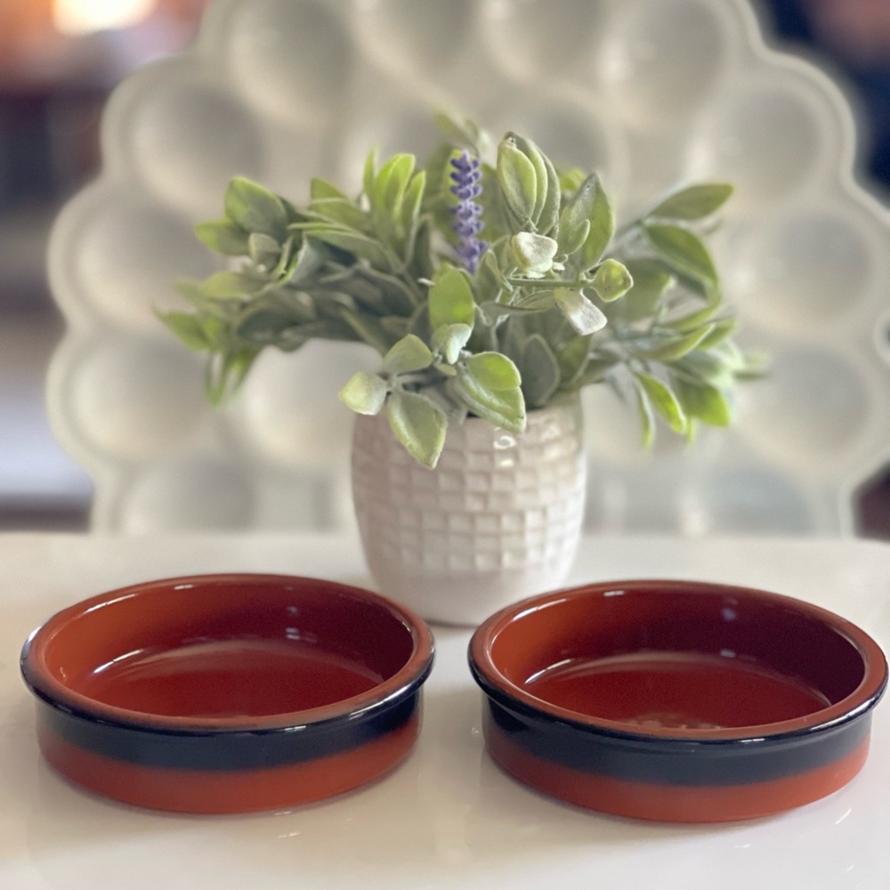 Set of Two Terra-cotta Ceramic Ramekin dishes